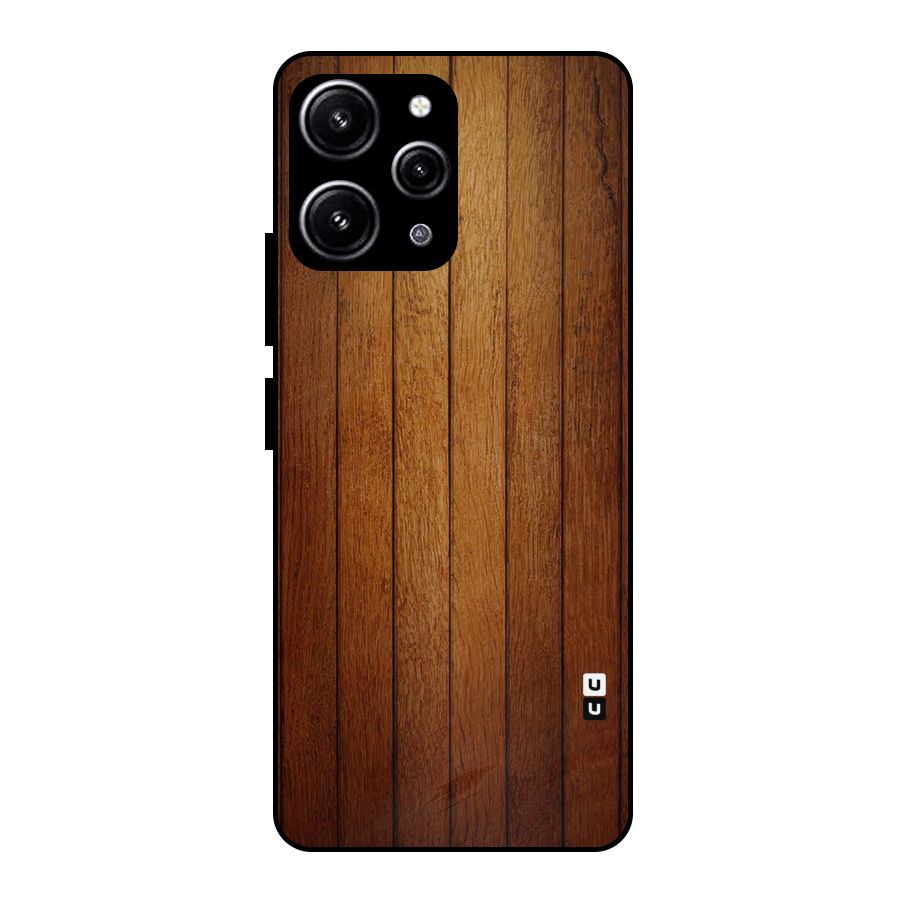 Proper Brown Wood Glass Back Case for Redmi 12 4G