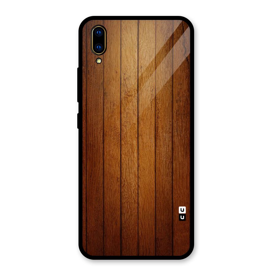 Proper Brown Wood Glass Back Case for Vivo V11 Pro