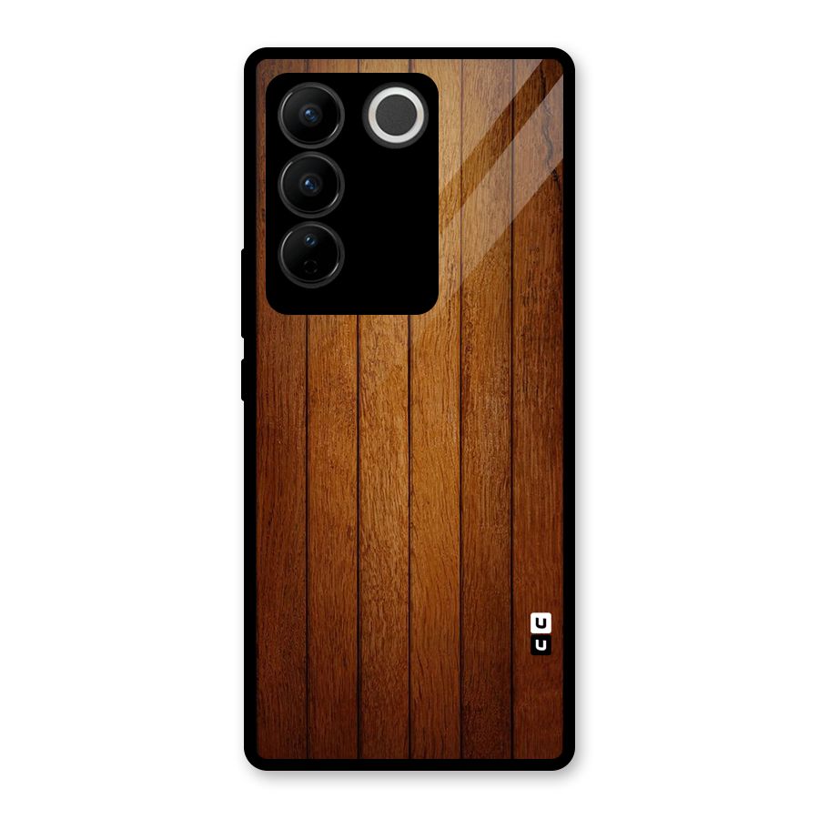 Proper Brown Wood Glass Back Case for Vivo V27