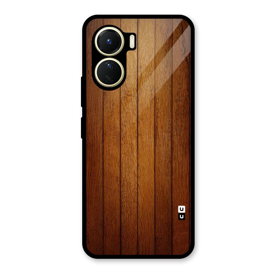 Proper Brown Wood Glass Back Case for Vivo Y16