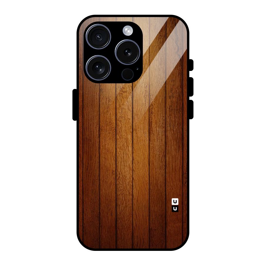 Proper Brown Wood Glass Back Case for iPhone 15 Pro