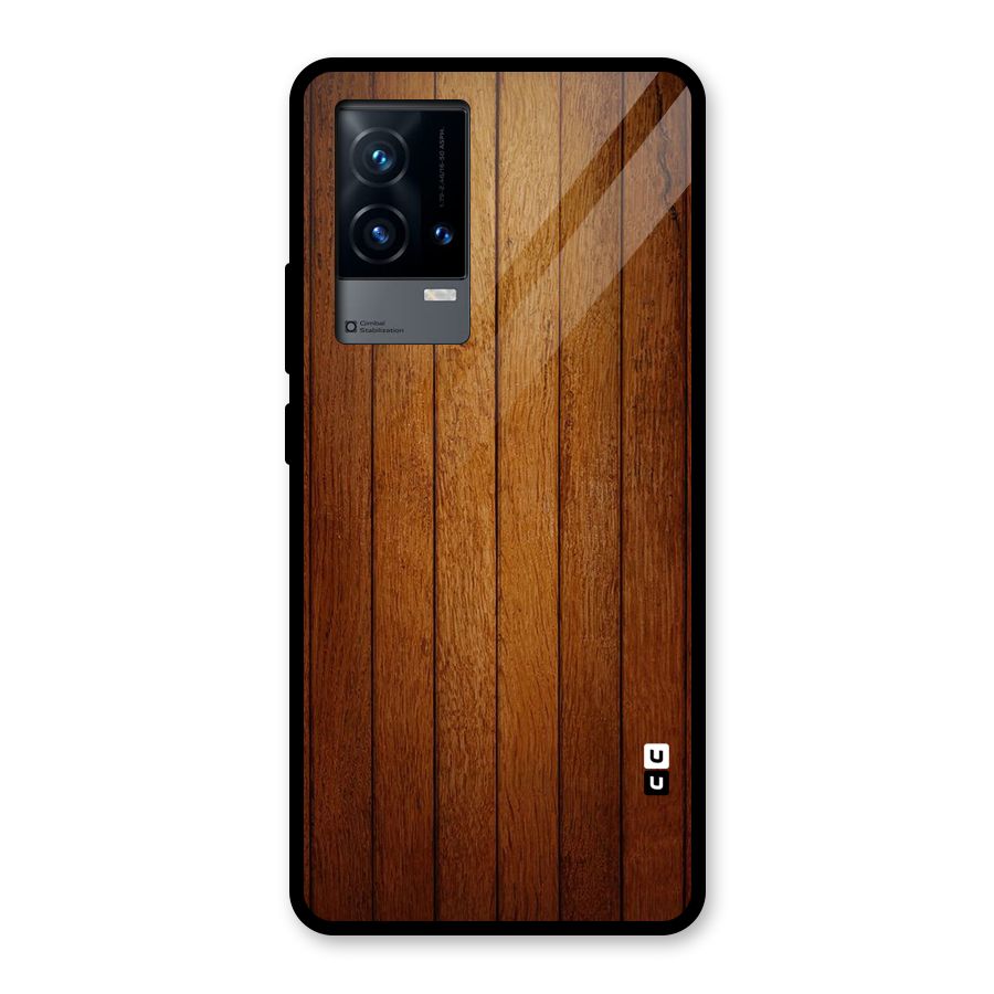 Proper Brown Wood Glass Back Case for iQOO 9 5G