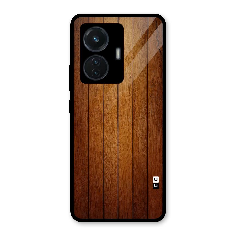 Proper Brown Wood Glass Back Case for iQOO Z6 44W