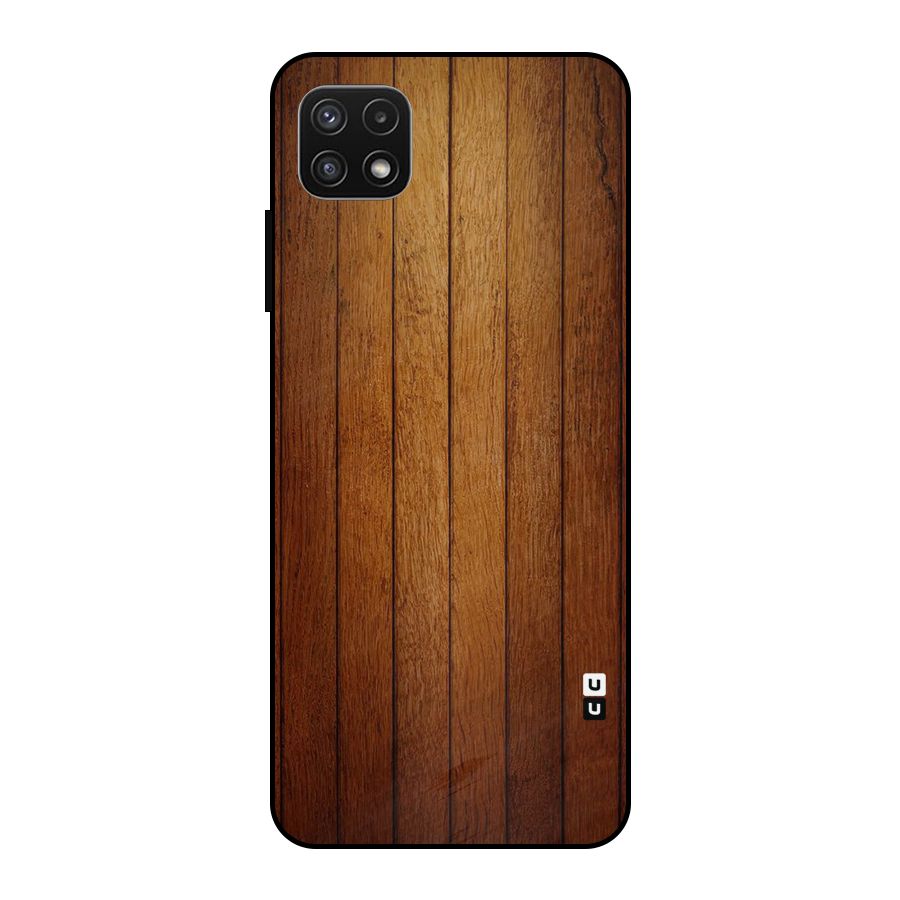 Proper Brown Wood Metal Back Case for Galaxy A22 5G