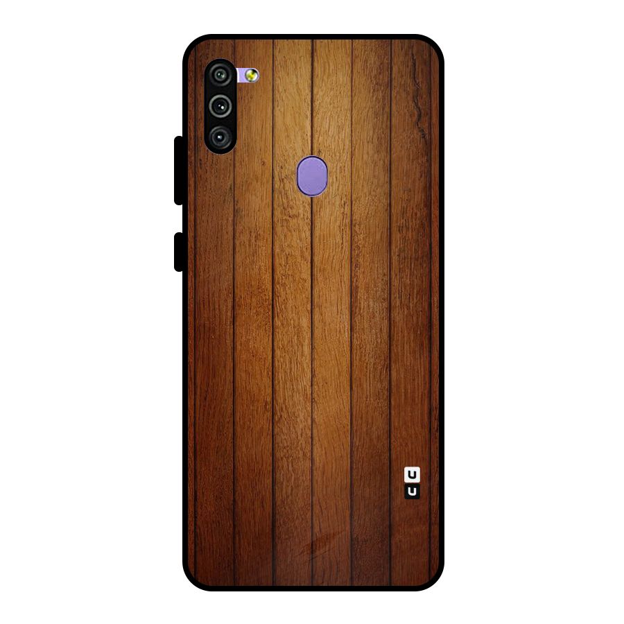 Proper Brown Wood Metal Back Case for Galaxy M11