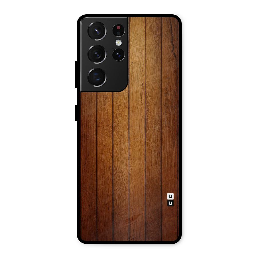 Proper Brown Wood Metal Back Case for Galaxy S21 Ultra 5G