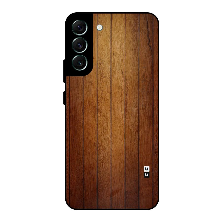 Proper Brown Wood Metal Back Case for Galaxy S22 Plus 5G