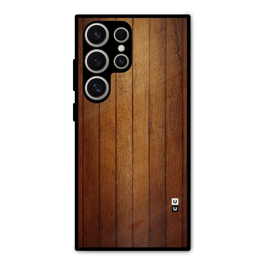 Proper Brown Wood Metal Back Case for Galaxy S24 Ultra