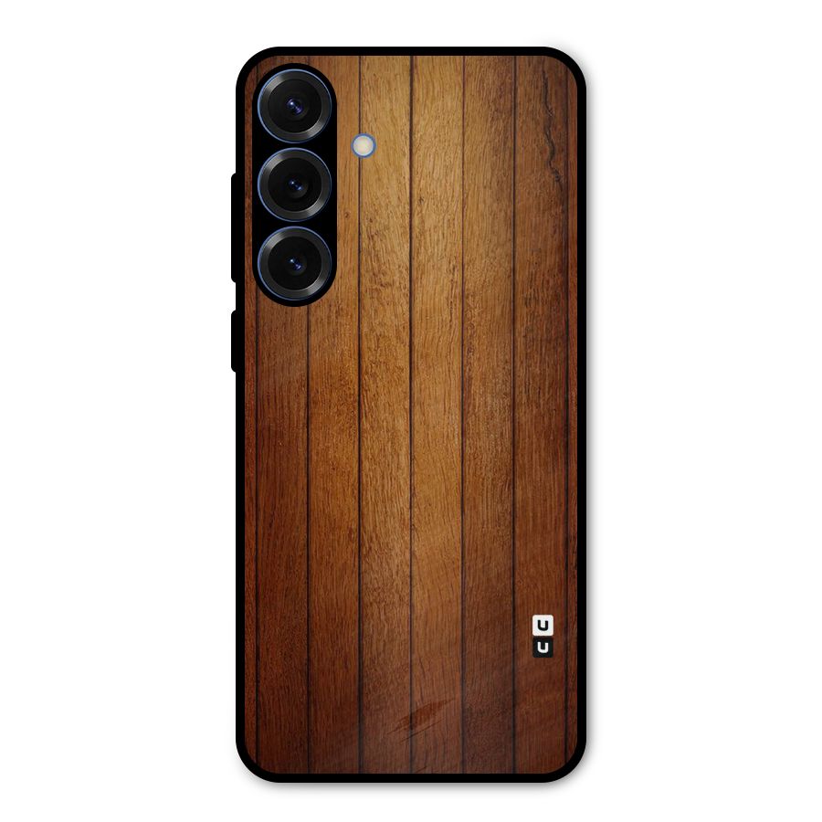 Proper Brown Wood Metal Back Case for Galaxy S25 Plus