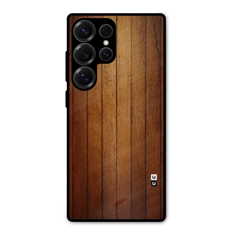 Proper Brown Wood Metal Back Case for Galaxy S25 Ultra