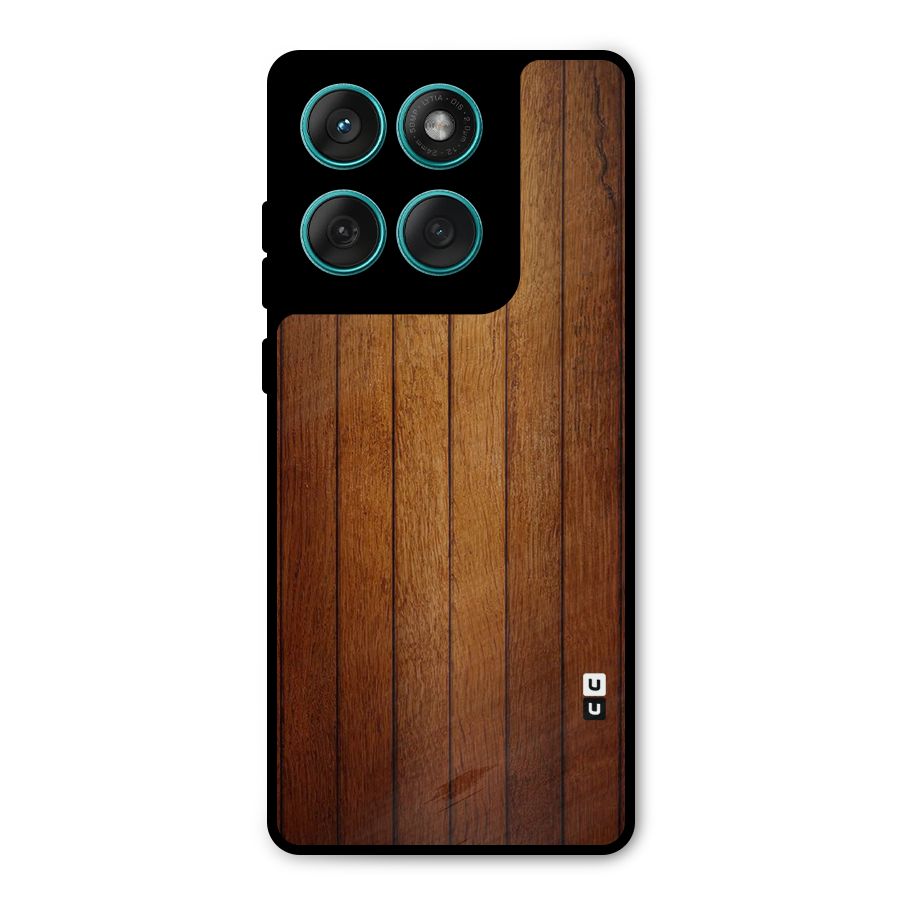 Proper Brown Wood Metal Back Case for Motorola Edge 60 Fusion
