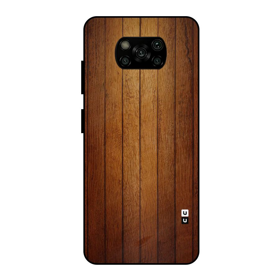 Proper Brown Wood Metal Back Case for Poco X3