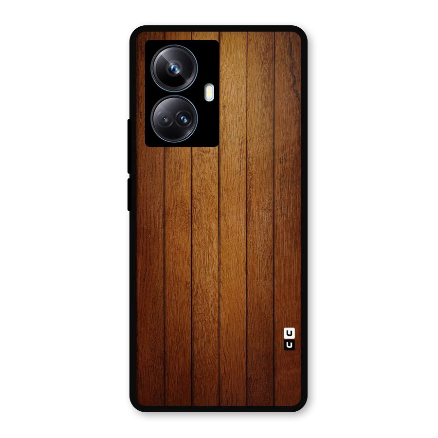 Proper Brown Wood Metal Back Case for Realme 10 Pro Plus