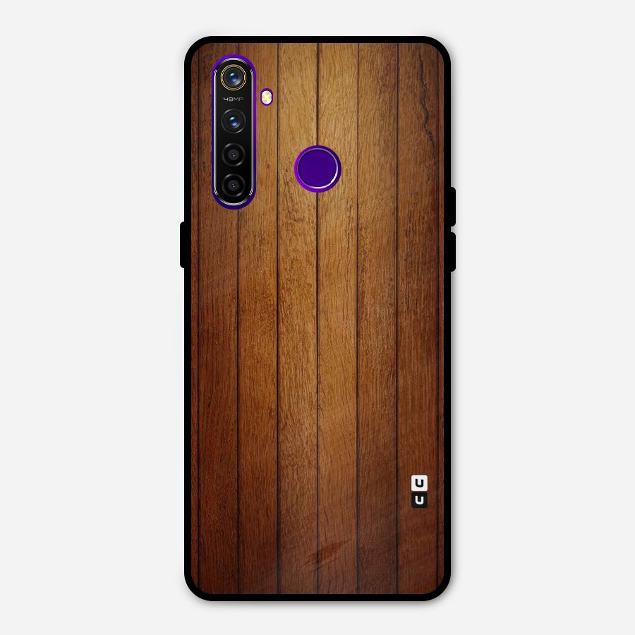 Proper Brown Wood Metal Back Case for Realme 5 Pro