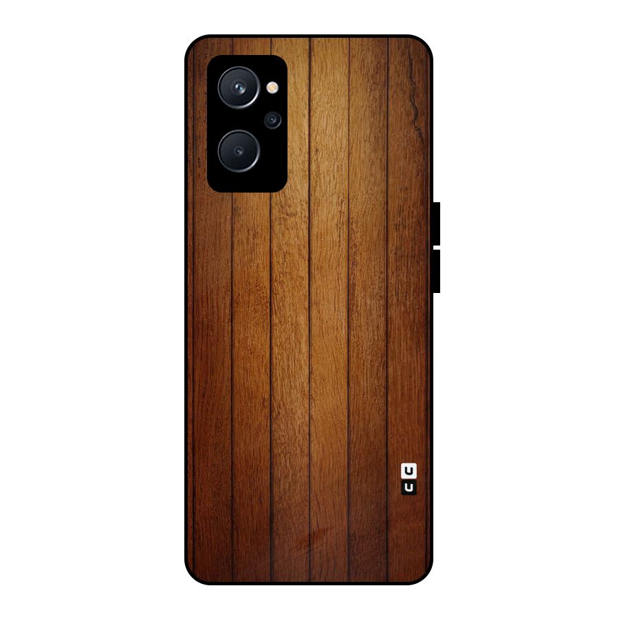 Proper Brown Wood Metal Back Case for Realme 9i 5G