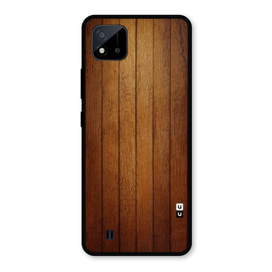Proper Brown Wood Metal Back Case for Realme C11 2021