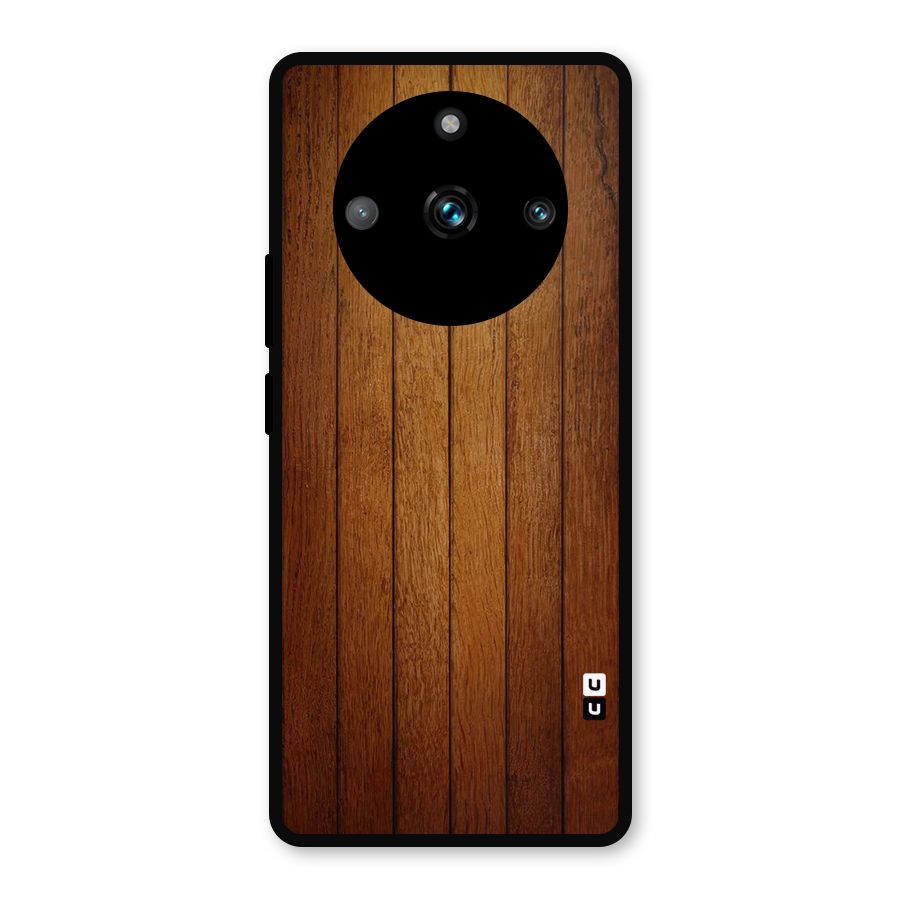 Proper Brown Wood Metal Back Case for Realme Narzo 60 Pro