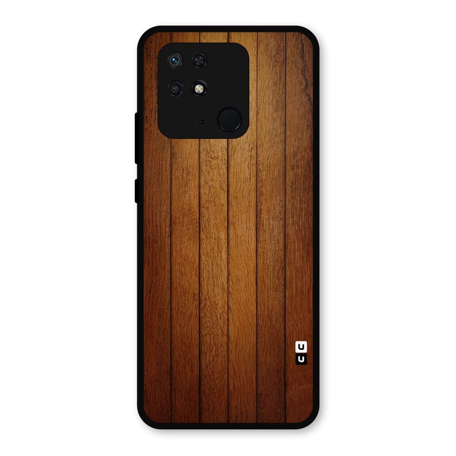 Proper Brown Wood Metal Back Case for Redmi 10