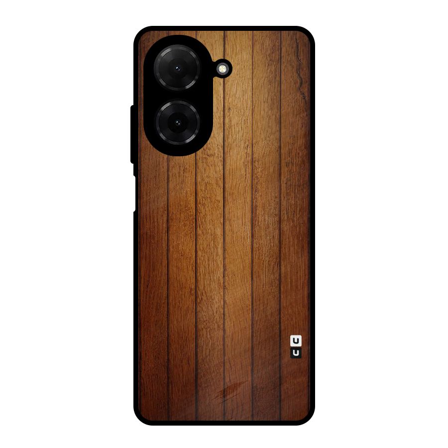 Proper Brown Wood Metal Back Case for Redmi A5 4G