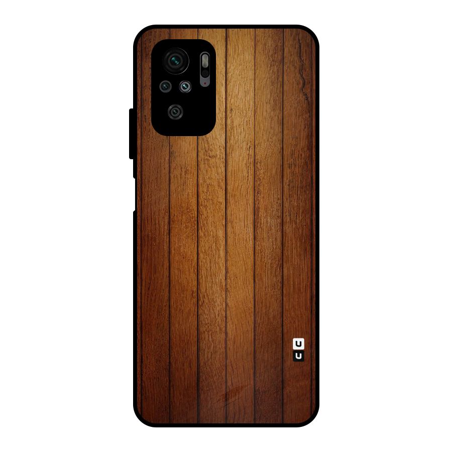 Proper Brown Wood Metal Back Case for Redmi Note 10S