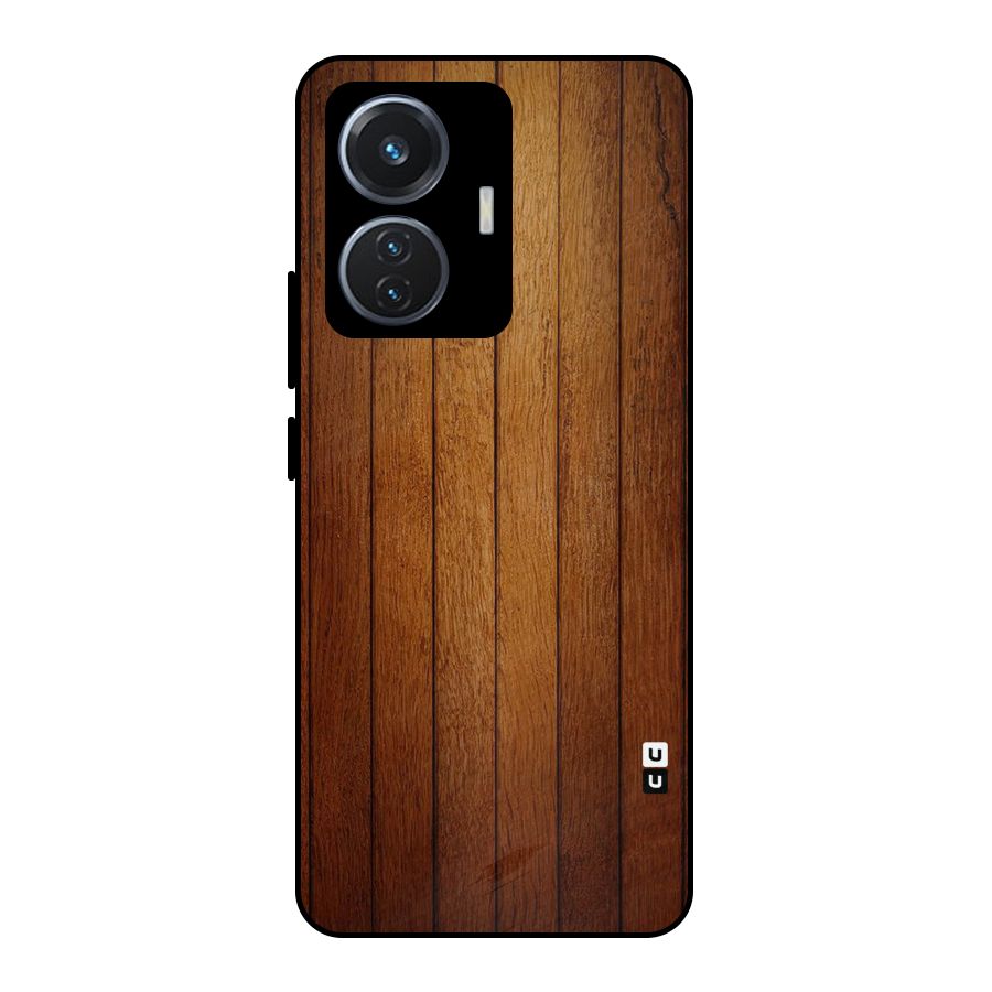 Proper Brown Wood Metal Back Case for Vivo T1 44W