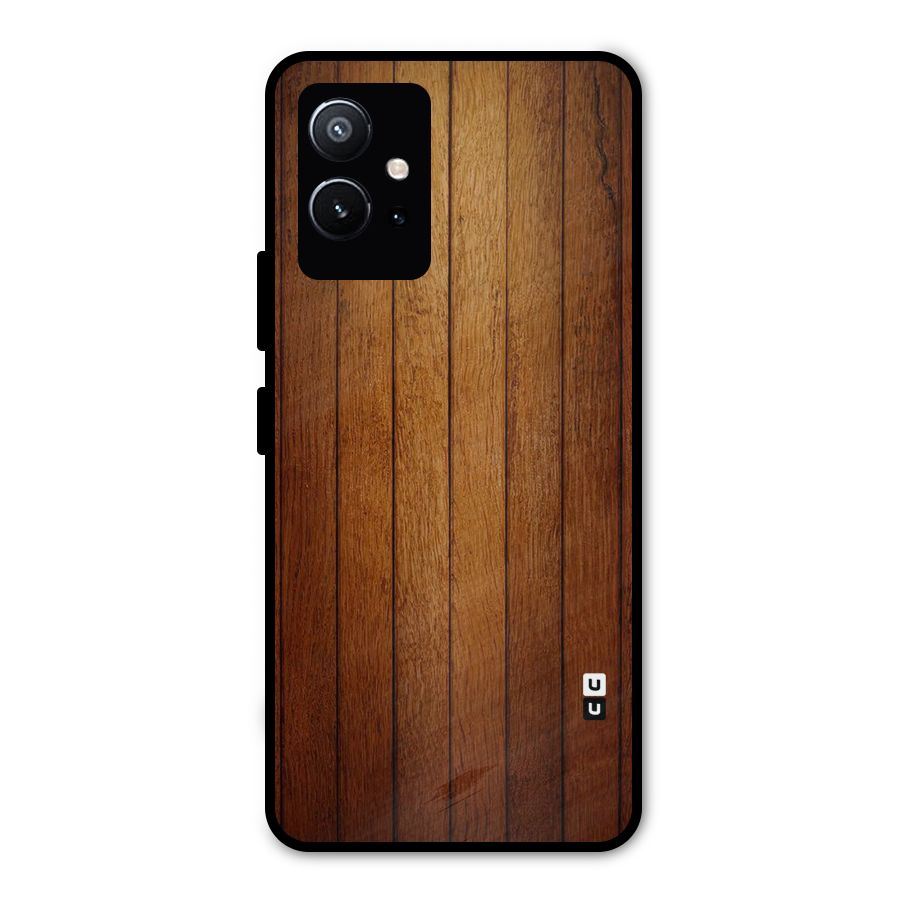 Proper Brown Wood Metal Back Case for Vivo T1 5G