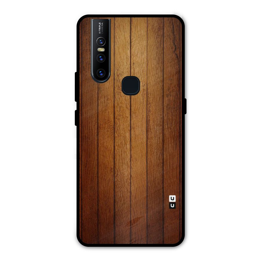 Proper Brown Wood Metal Back Case for Vivo V15