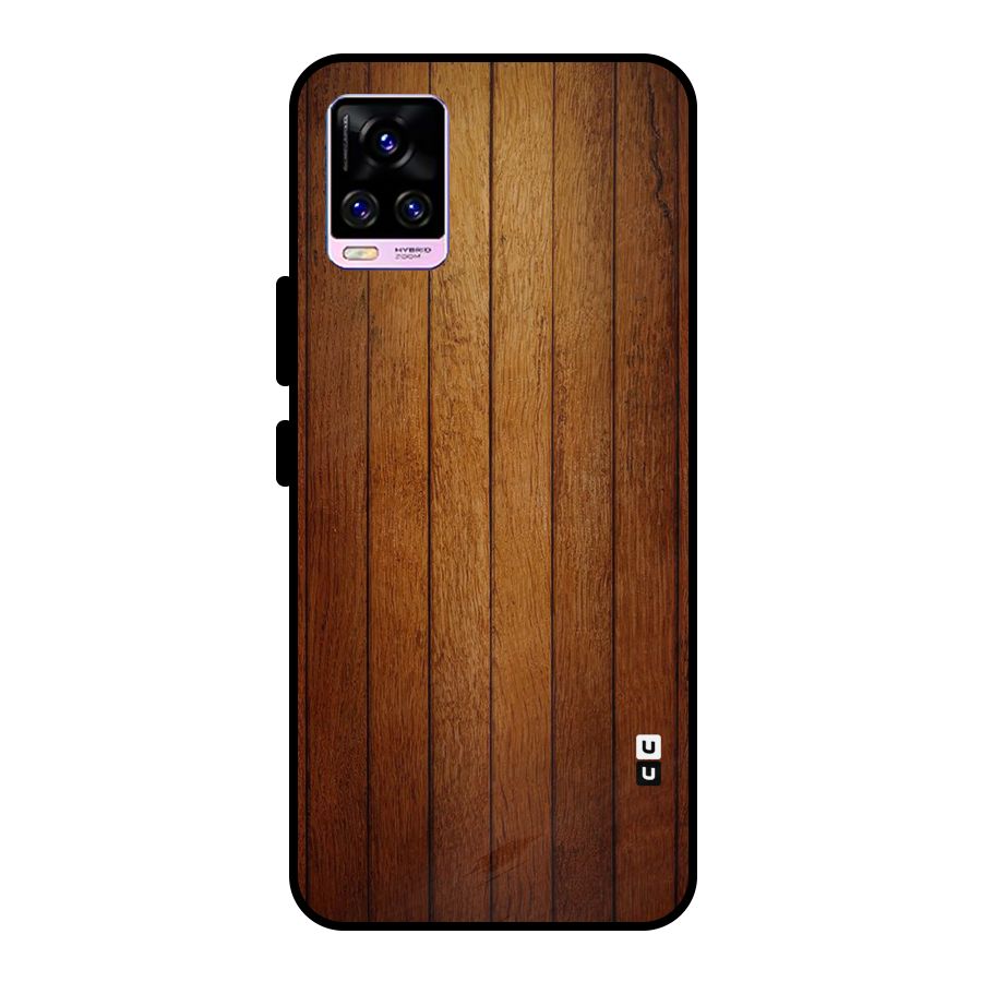 Proper Brown Wood Metal Back Case for Vivo V20 Pro