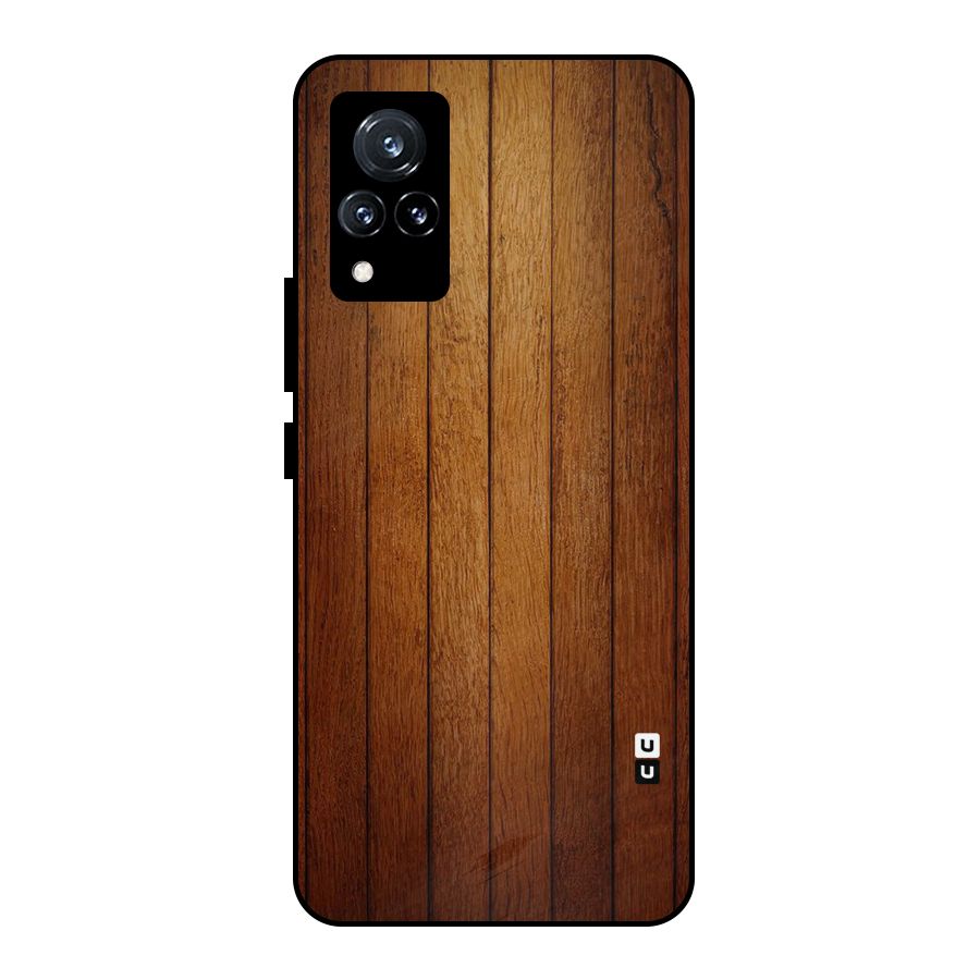 Proper Brown Wood Metal Back Case for Vivo V21 5G