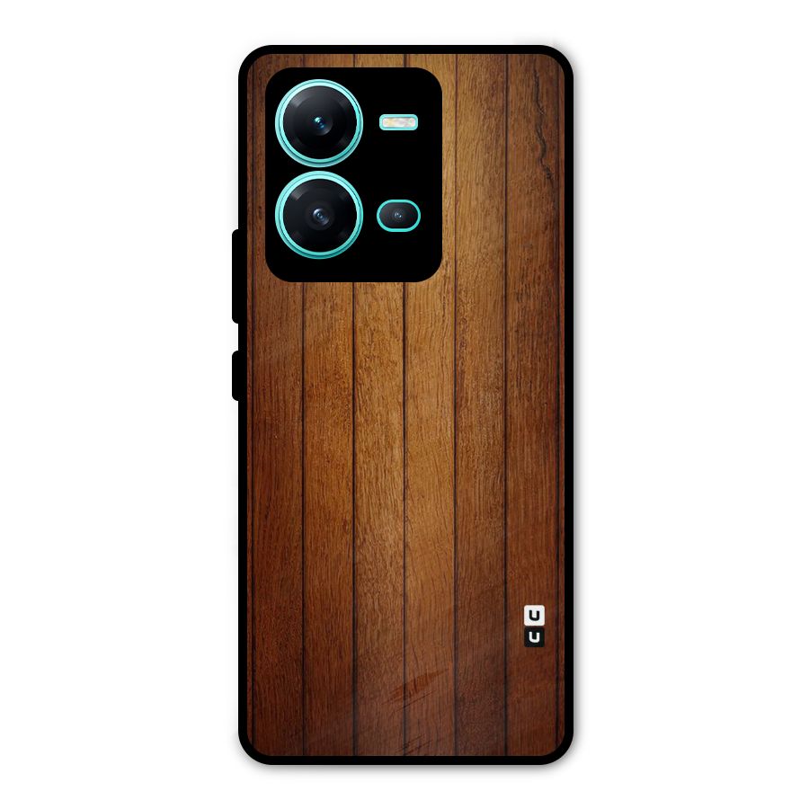 Proper Brown Wood Metal Back Case for Vivo V25