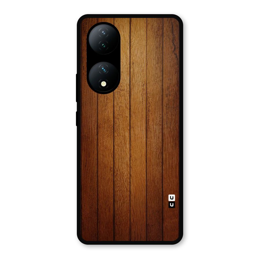 Proper Brown Wood Metal Back Case for Vivo Y100
