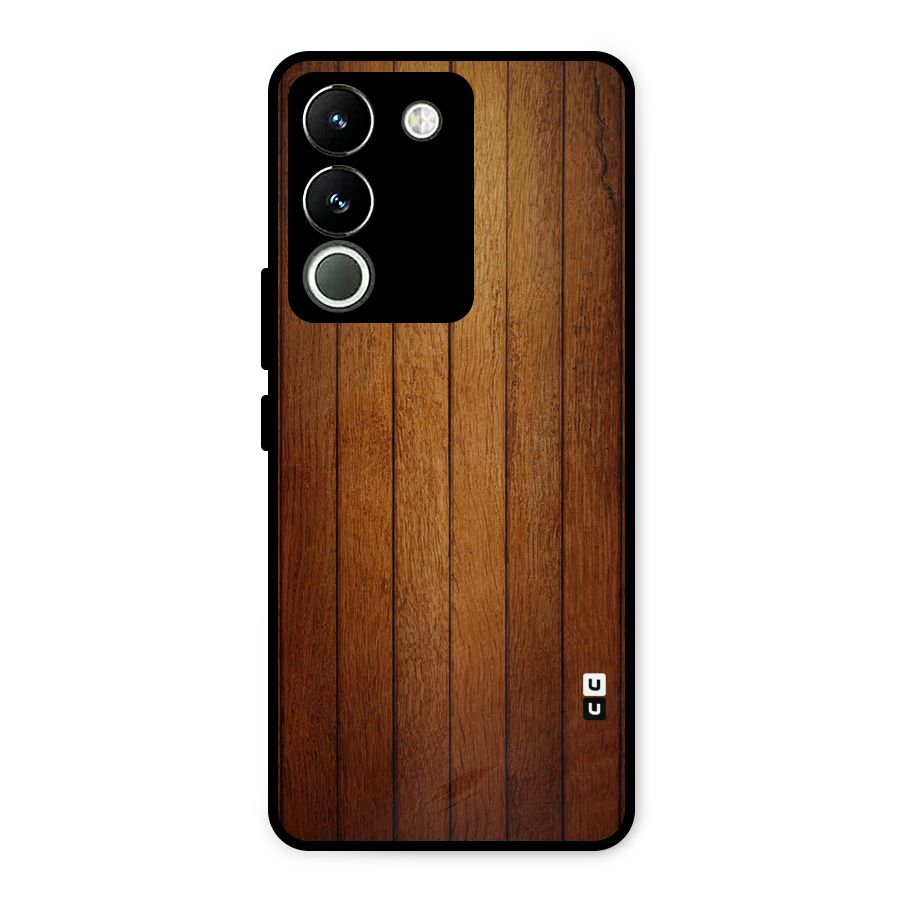 Proper Brown Wood Metal Back Case for Vivo Y200