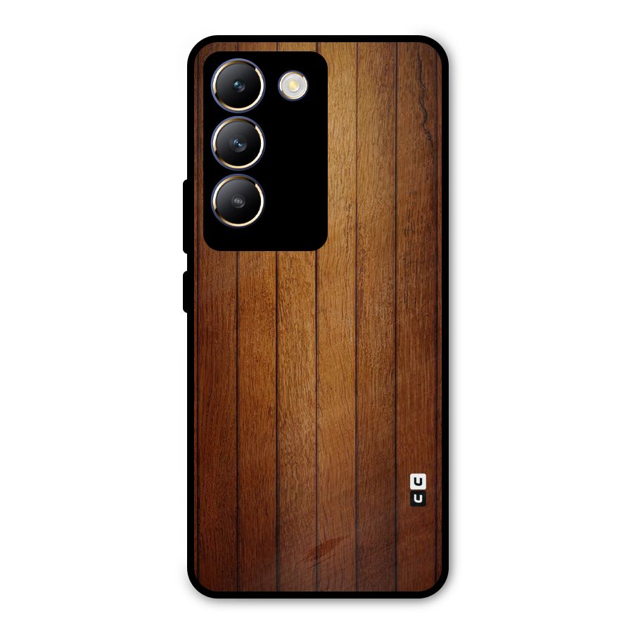 Proper Brown Wood Metal Back Case for Vivo Y200e