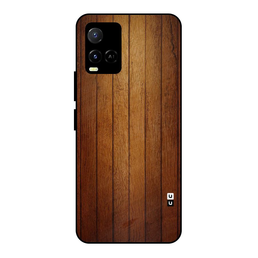 Proper Brown Wood Metal Back Case for Vivo Y21