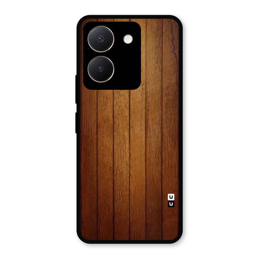 Proper Brown Wood Metal Back Case for Vivo Y36