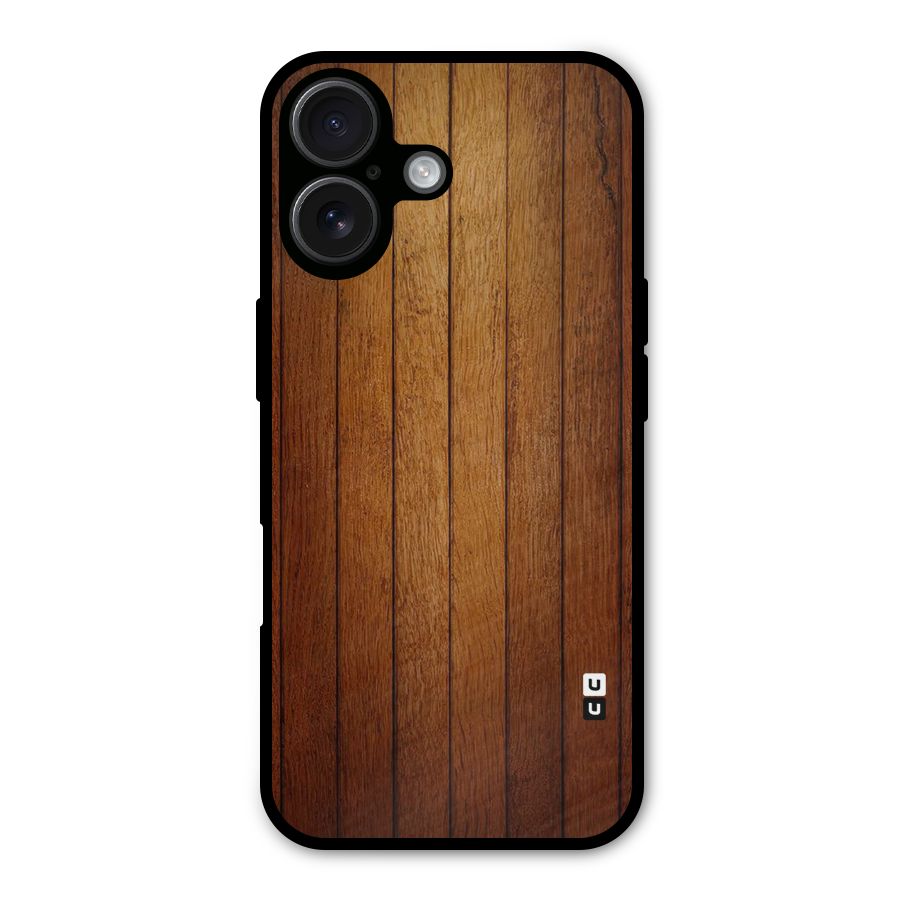 Proper Brown Wood Metal Back Case for iPhone 16