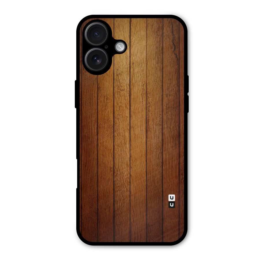 Proper Brown Wood Metal Back Case for iPhone 16 Plus