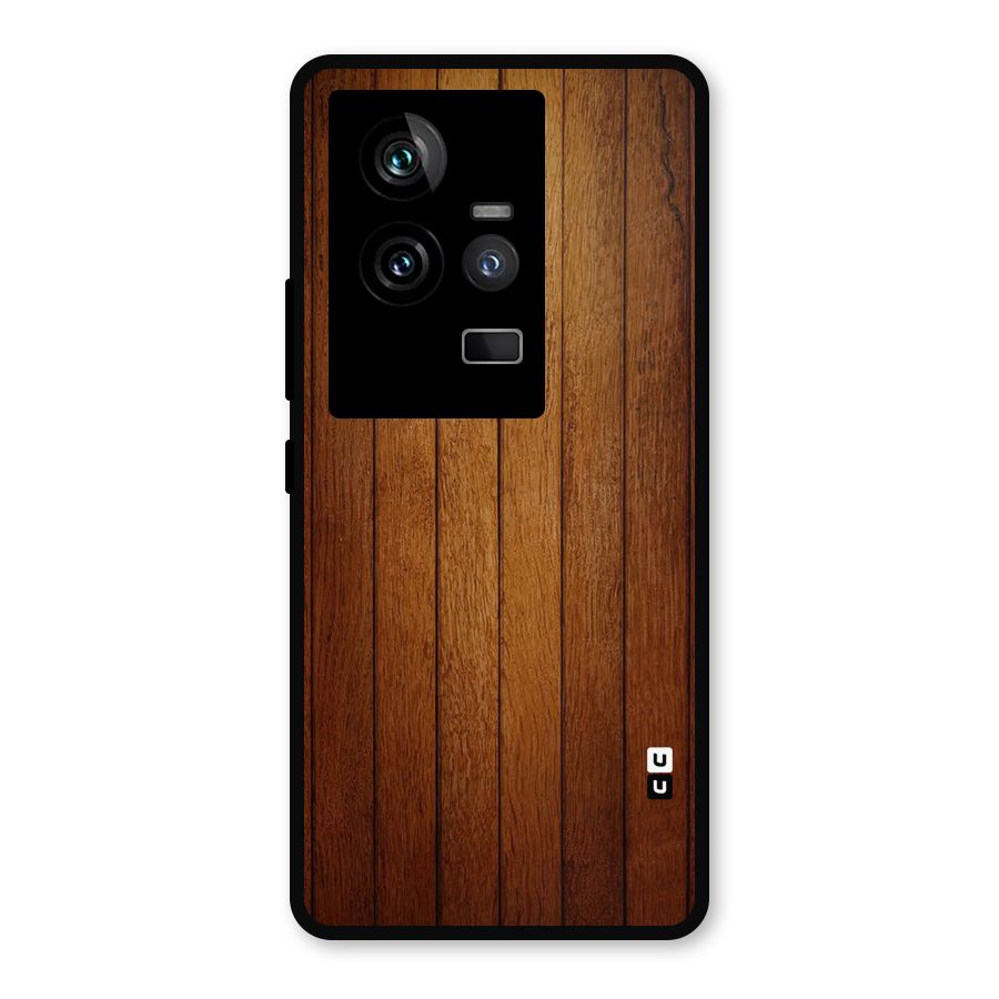 Proper Brown Wood Metal Back Case for iQOO 11 5G