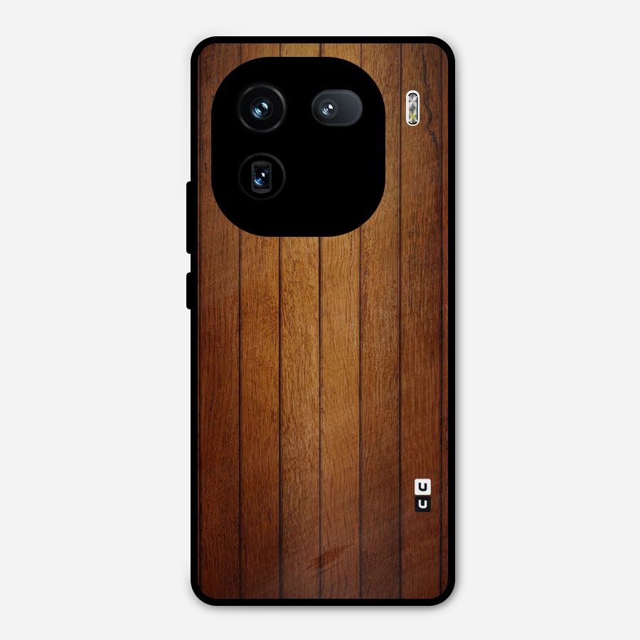 Proper Brown Wood Metal Back Case for iQOO 12