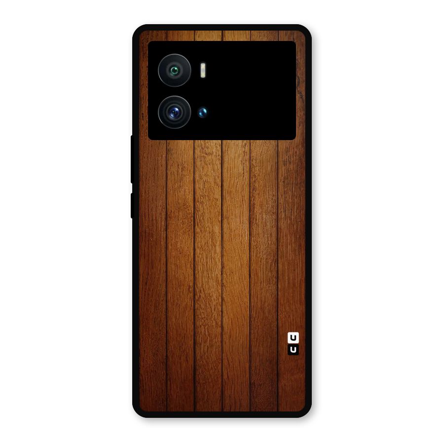 Proper Brown Wood Metal Back Case for iQOO 9 Pro