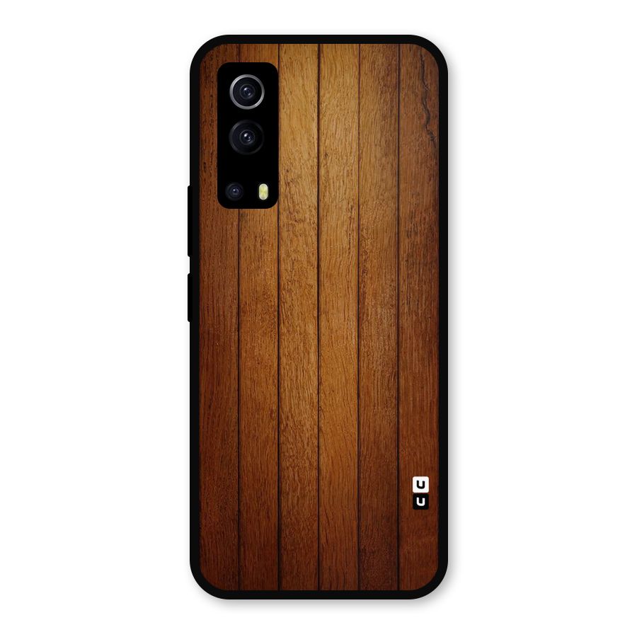 Proper Brown Wood Metal Back Case for iQOO Z3