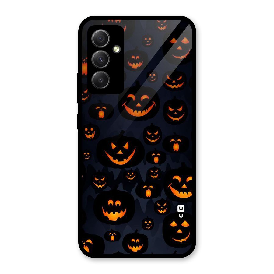 Pumpkin Smile Pattern Glass Back Case for Galaxy A34