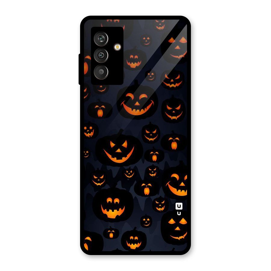 Pumpkin Smile Pattern Glass Back Case for Galaxy M13
