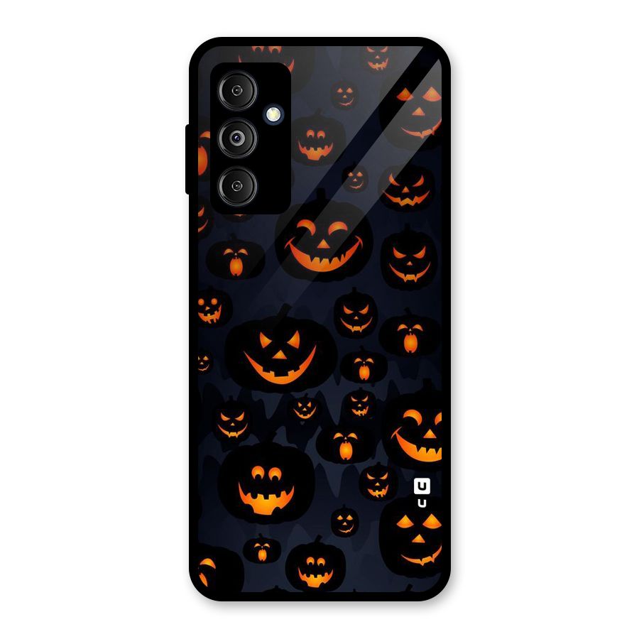 Pumpkin Smile Pattern Glass Back Case for Galaxy M14 5G