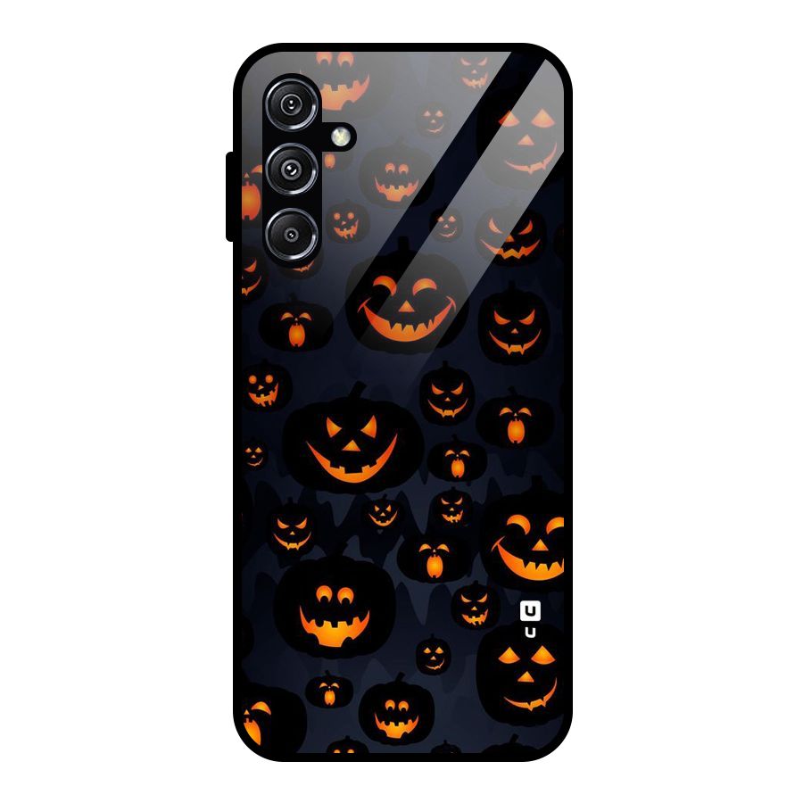 Pumpkin Smile Pattern Glass Back Case for Galaxy M34 5G