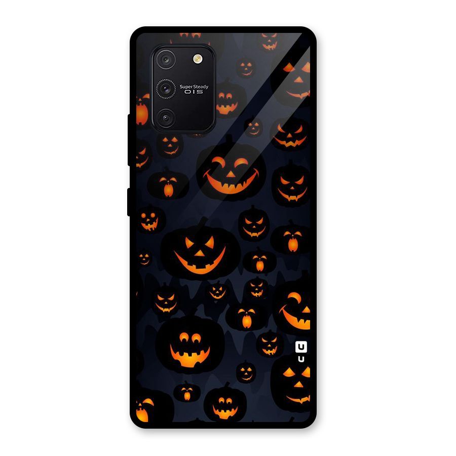 Pumpkin Smile Pattern Glass Back Case for Galaxy S10 Lite