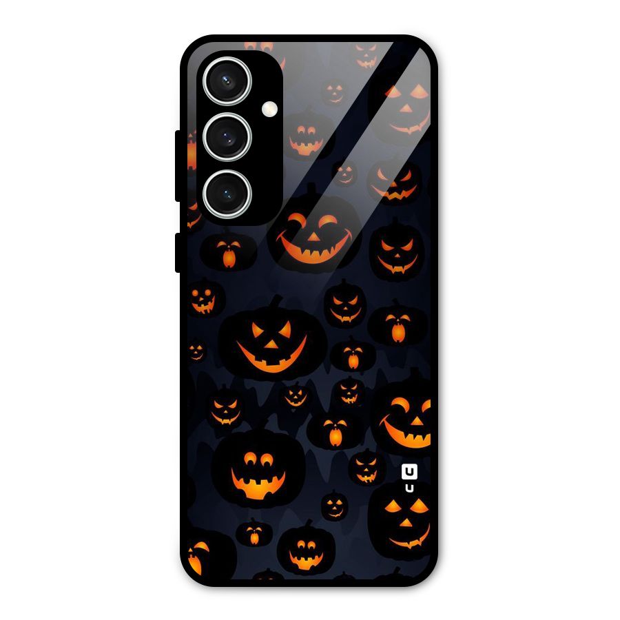 Pumpkin Smile Pattern Glass Back Case for Galaxy S23 FE