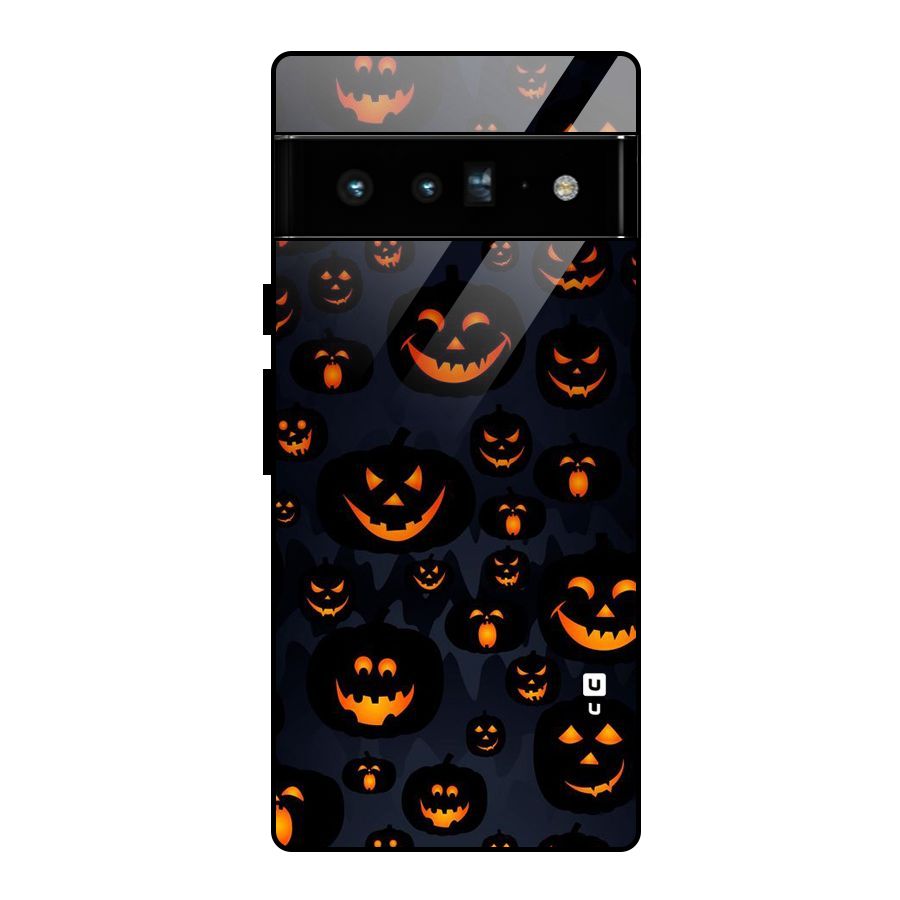 Pumpkin Smile Pattern Glass Back Case for Google Pixel 6 Pro