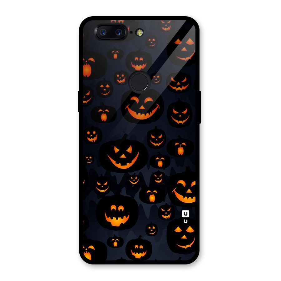 Pumpkin Smile Pattern Glass Back Case for OnePlus 5T