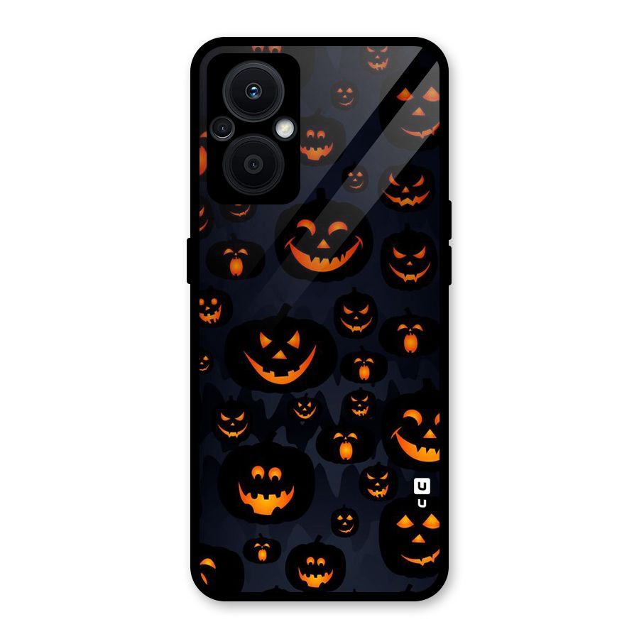 Pumpkin Smile Pattern Glass Back Case for Oppo F21s Pro 5G